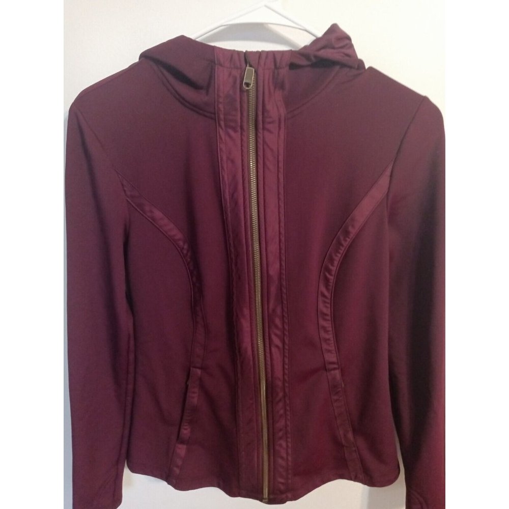 Athleta Womens Jacket Small Hooded Full Zip Maroon Zipped Pockets